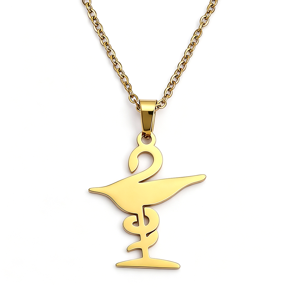 Steel Chain - Collier Hygieia, pendentif symbole de bâton