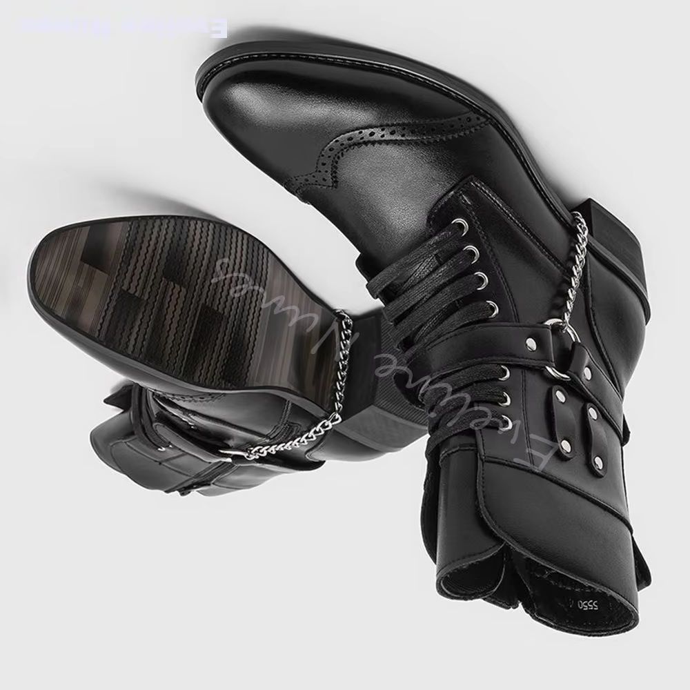 Bottes de combat punk en cuir  - Motorcycle Chain avis et prix